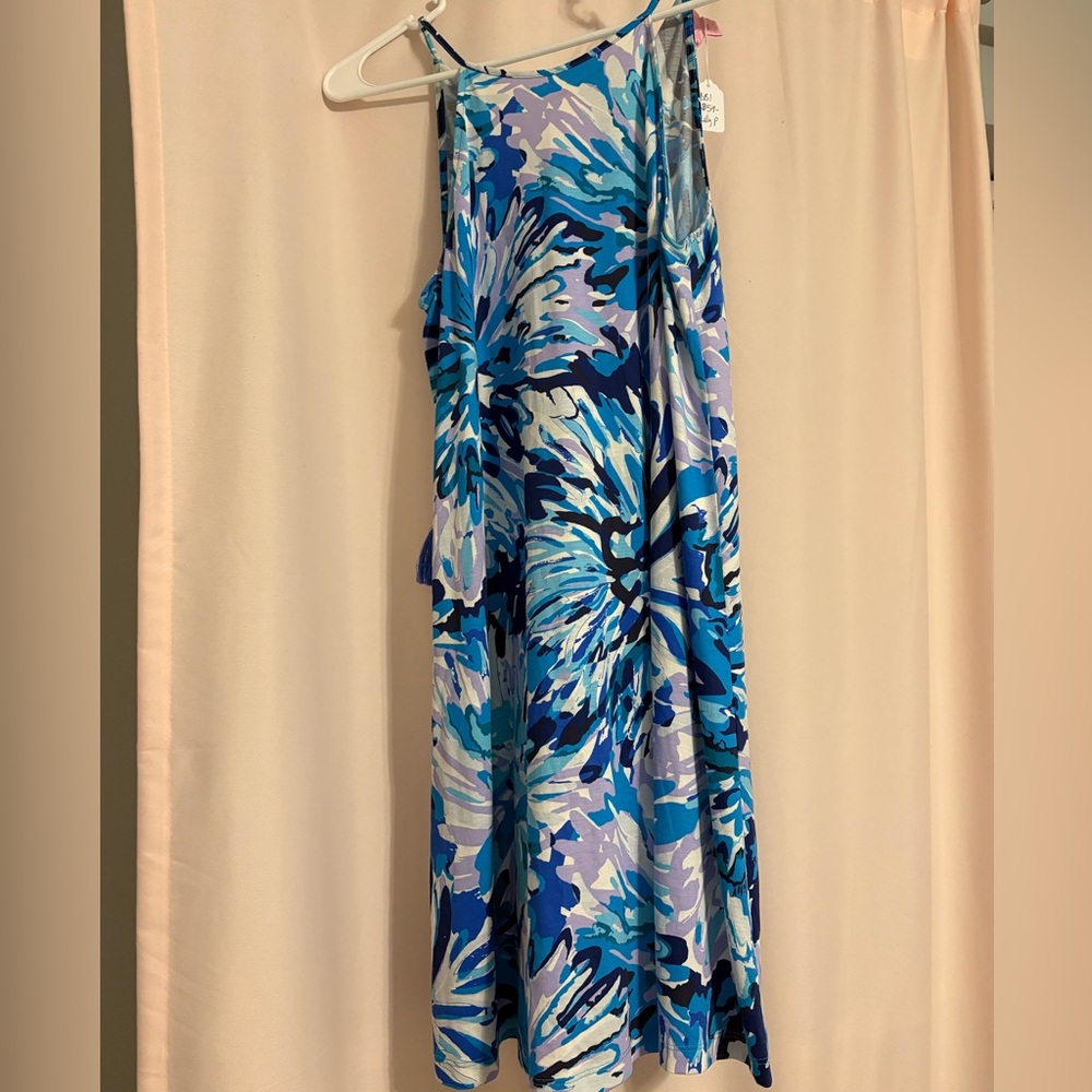 Lilly Pulitzer Vibrant Blue and White Floral Midi Dress